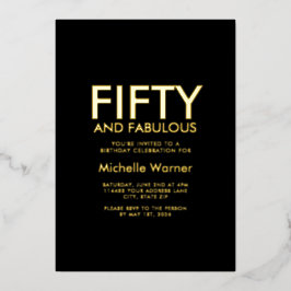 Black Minimal Fifty and Fabulous 50th Birthday