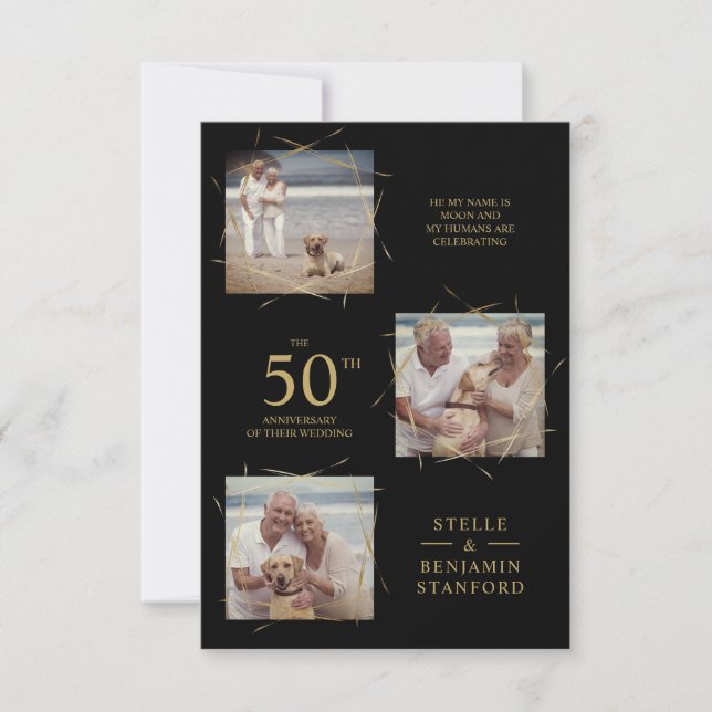 Black Modern 3 Fotografias Pet All Wedding Anniver (Frente)