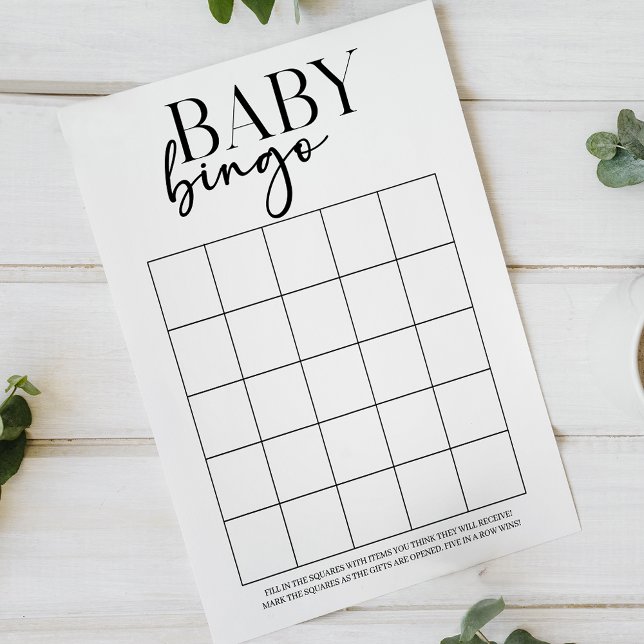 Black Modern Simple Double Sided Baby Shower Game (Criador carregado)