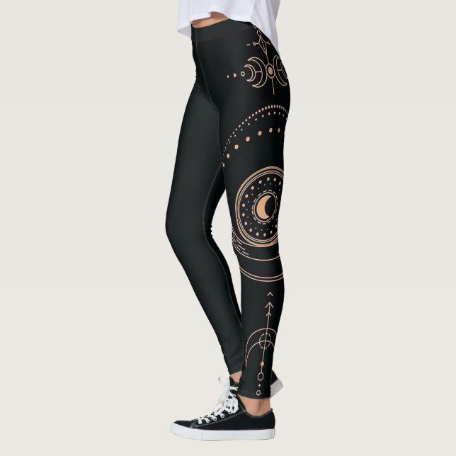 Black Modern Sketch Sport Leggings Gym (Esquerda)