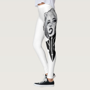 Black Modern Sketch Sport Leggings Gym