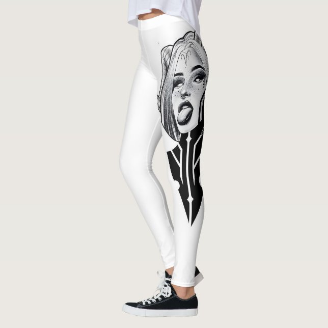 Black Modern Sketch Sport Leggings Gym (Esquerda)