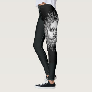 Black Modern Sketch Sport Leggings Gym