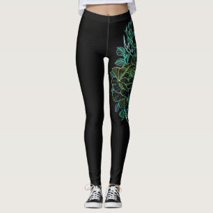 Black Modern Sketch Sport Leggings Gym