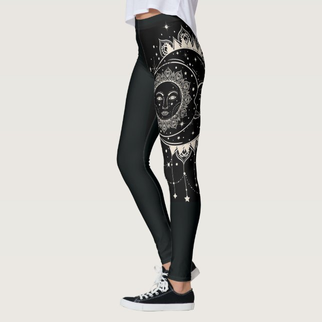 Black Modern Sketch Sport Leggings Gym (Esquerda)