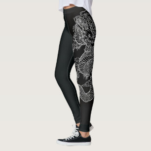 Black Modern Sketch Sport Leggings Gym