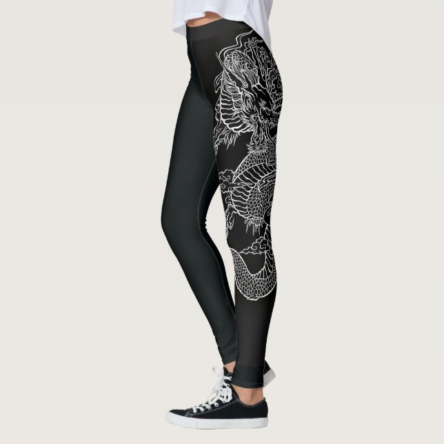 Black Modern Sketch Sport Leggings Gym (Esquerda)