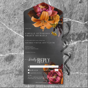 Black Moody Gothic Orange Lily Casamento sem Janto