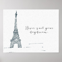 Black "Never Quit Your Daydream" Quote Poster