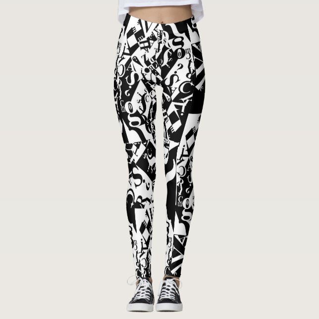 black on white on black leggings (Frente)