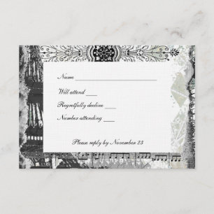 Black Paris Eiffel Tower Music rsvp com envelope