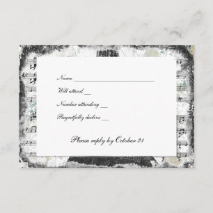 Black Paris Eiffel Tower Music rsvp com envelopes