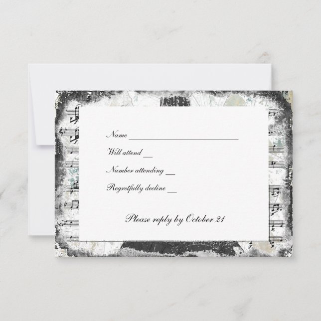 Black Paris Eiffel Tower Music rsvp com envelopes (Frente)