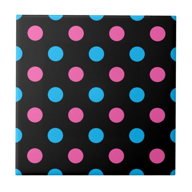 Black Pink Blue Polka Dot Pattern (Frente)