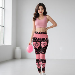 Black & Pink 'LOVE YOU' Graphic Leggings