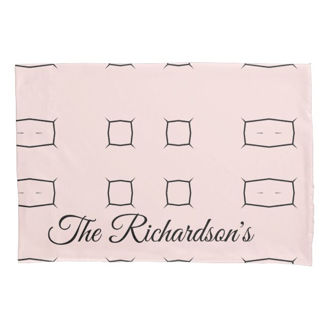 Black Pink Personalized Geometric Minimal Bedding (Frente)