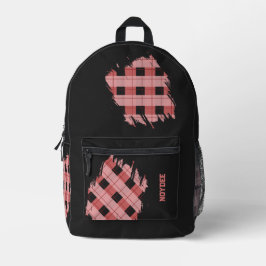 Black, Pink Plaid Patches, Name 