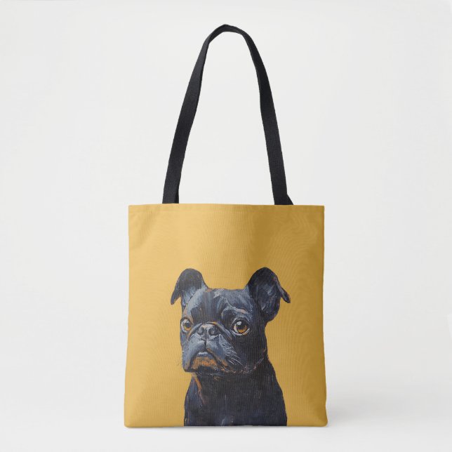 Black Pug Dog Portrait Tote Bag – Cute Pet Lover  (Frente)