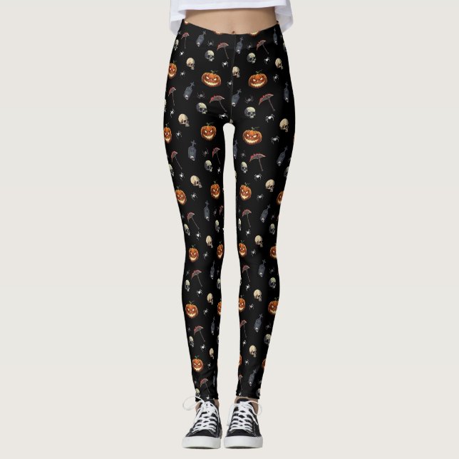 🖤 Black Pumpkin King Leggings 🎃 (Frente)