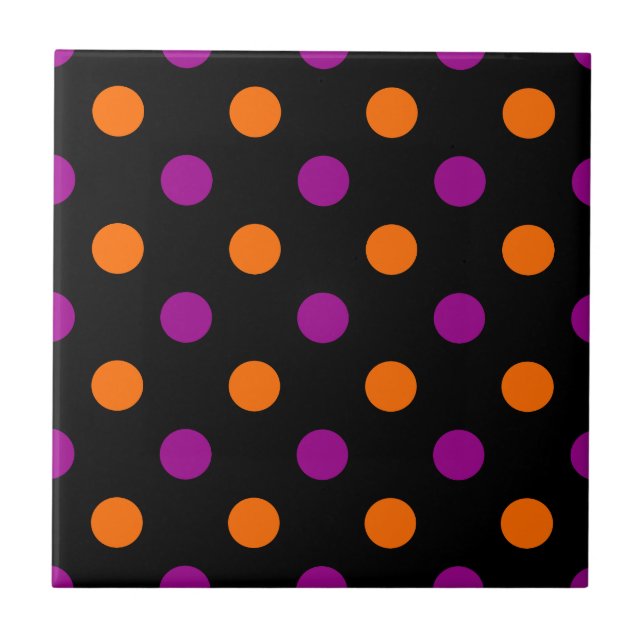 Black Purple Orange Polka Dot Pattern (Frente)