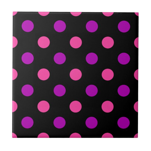 Black Purple Pink Polka Dots Pattern  (Frente)