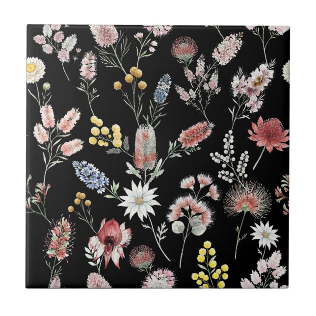 Black Romantic Moody Watercolor Wildflowers (Frente)
