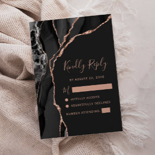 Black Rose Gold Ágata Escuro Casamento RSVP