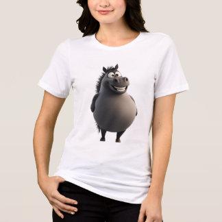 Black Round Horse Tee | Cute Zodiac Horse Graphic