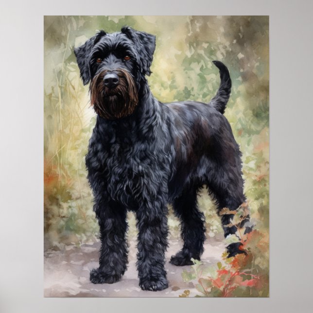 Black Russian Terrier Dog Art Impressão (Frente)