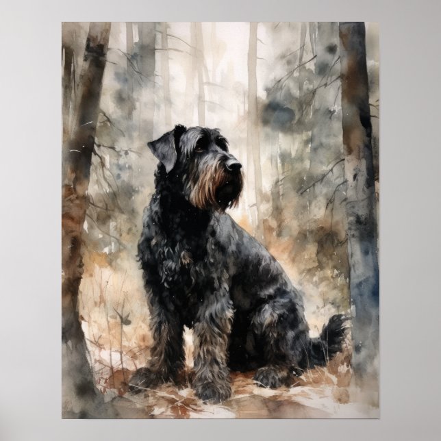 Black Russian Terrier Dog Art Impressão (Frente)