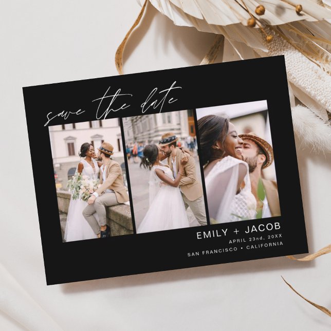 Black Save the Date 3 Foto Cartão Postal (Criador carregado)