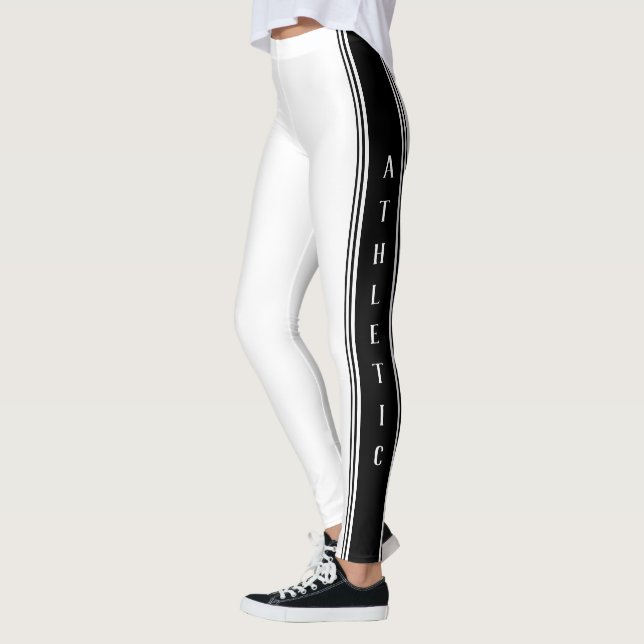 Black Sport Side Strike Leggings White Leggings Yo (Esquerda)