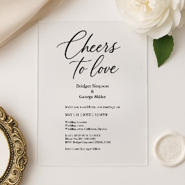 Black Transparent Cheers to Love Elegant Wedes