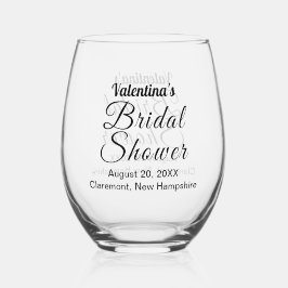 Black Typography Bridal Shower Wine Glass