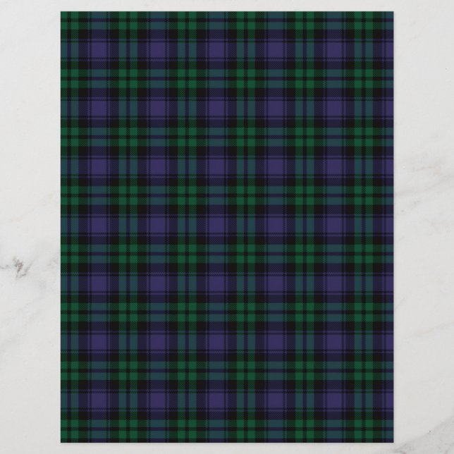 Black Watch Tartan, Plaid Scrapbook Paper (Frente)