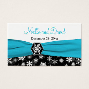 Black, White, Aqua Snowflakes, Marca de Favor de C