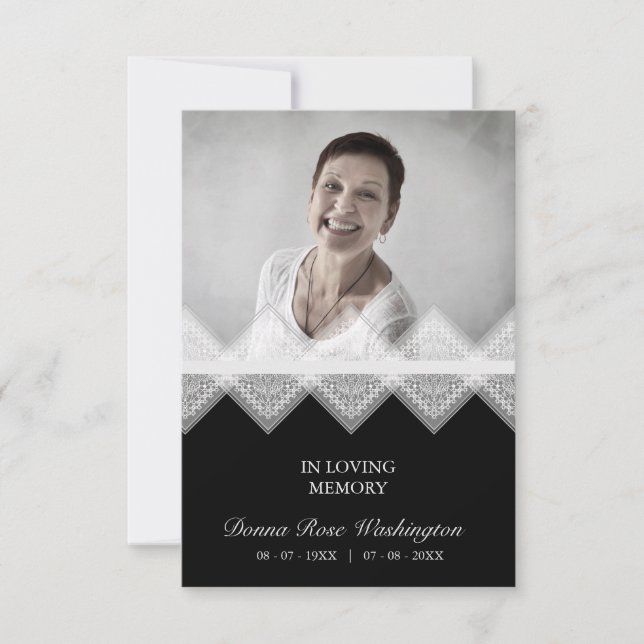 Black & White Celebration Life Funeral Lace Effect (Frente)