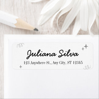 Black & White Creative Doodle Minimalista Etiqueta