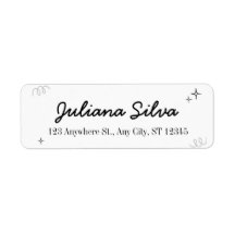 Black & White Creative Doodle Minimalista Etiqueta