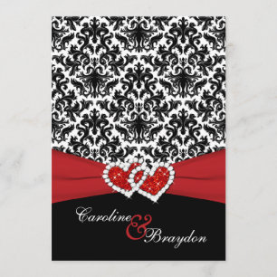 Black, White Damask, Convite de casamento Unido