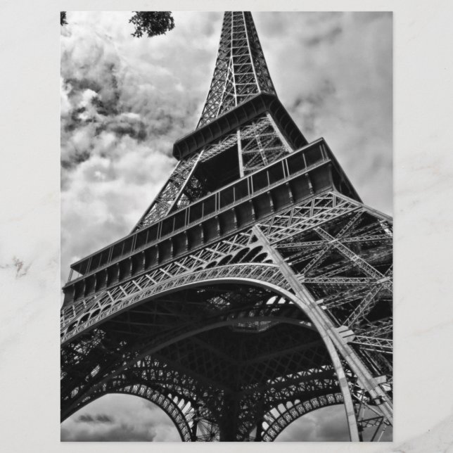 Black White Eiffel Tower Paris Europe Viagem (Frente)