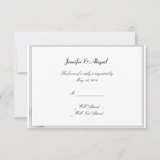 Black White Elegance Brides Resposta de Casamento (Frente)