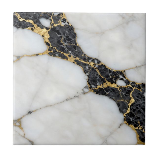 Black White Gold Marble Luxury (Frente)