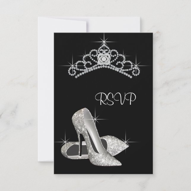 Black White High Heels Quinceanera RSVP (Frente)
