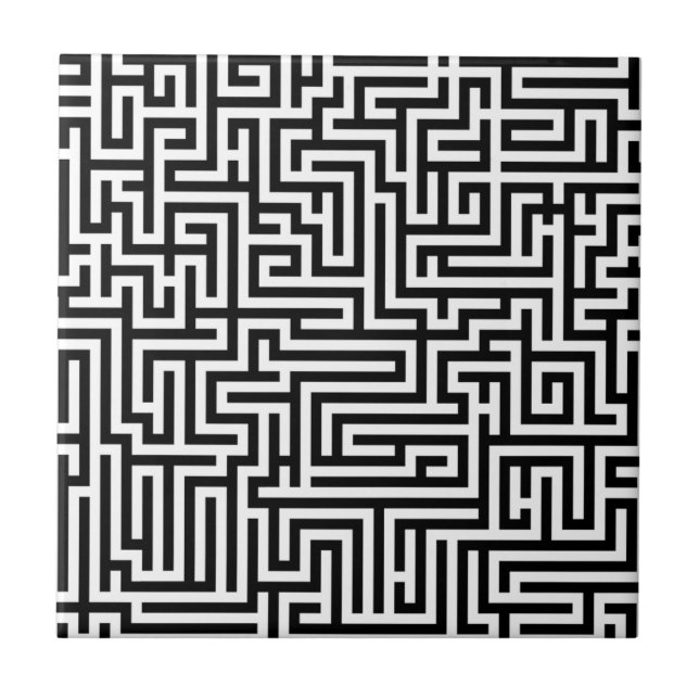 Black & White Labyrinth Maze Pattern (Frente)