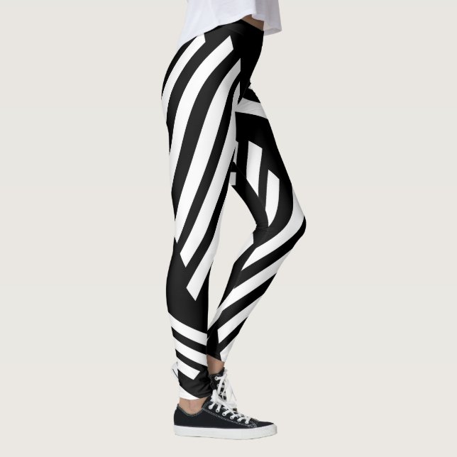 Black White lining leggings for womens (Direita)
