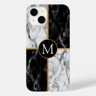 Black White Marble Custom Your Letter capas de iph
