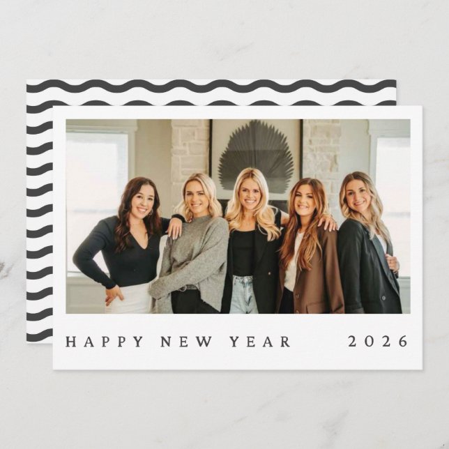 Black & White Minimalist Photo New Year (Frente/Verso)