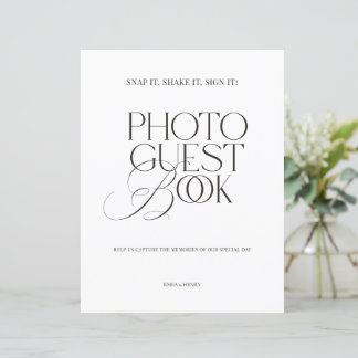 Black & White Modern Classic Photo Guest Book Sign