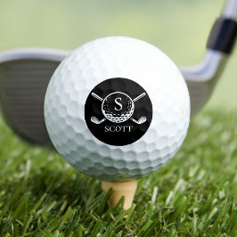 Black White Monogram Name Golf Club Classic